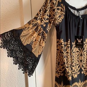 NWT!! Black and tan dress with lace detail